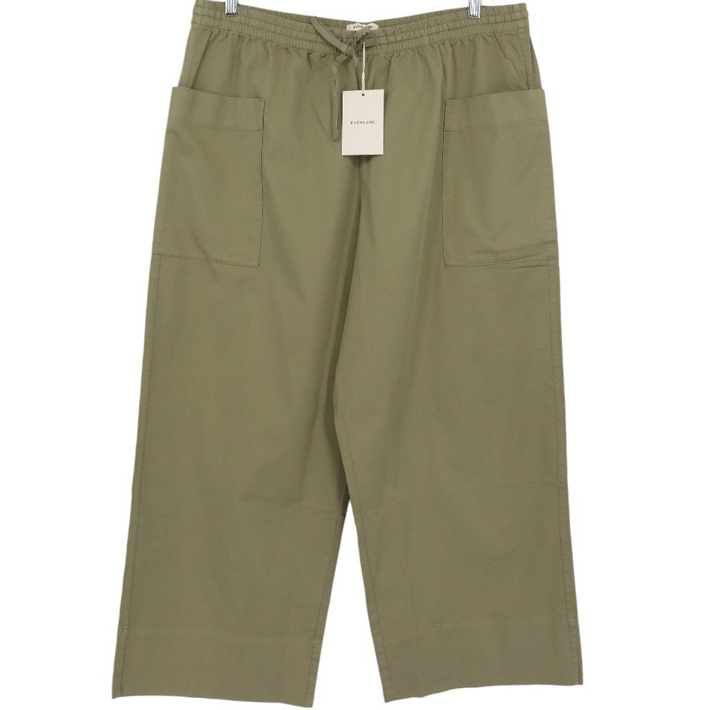 Everlane Women's XXL The Easy Patch Pocket Pant Oil Green Wide Leg Cropped NWT